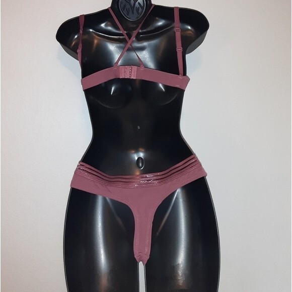 Youmita Deco Rose Large Semi-Sheer Bralette & Mesh Thong NWT - Picture 11 of 13